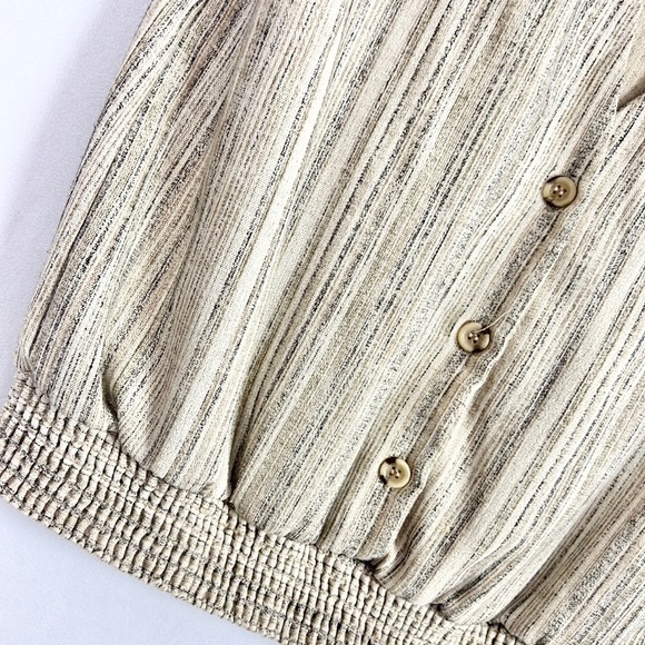 ALFRED DUNNER | ✨VINTAGE 90s!!✨ Cream Beige Striped Button-Up Short-Sleeved Top - Picture 7 of 9
